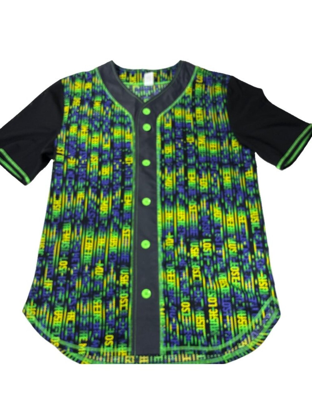 Zumba Instructor Large Button Up Baseball Jersey Shirt Men 44" Chest Flaw L
